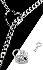 LoveChains™ - Crystal Heart Lock & Key Slip Chain