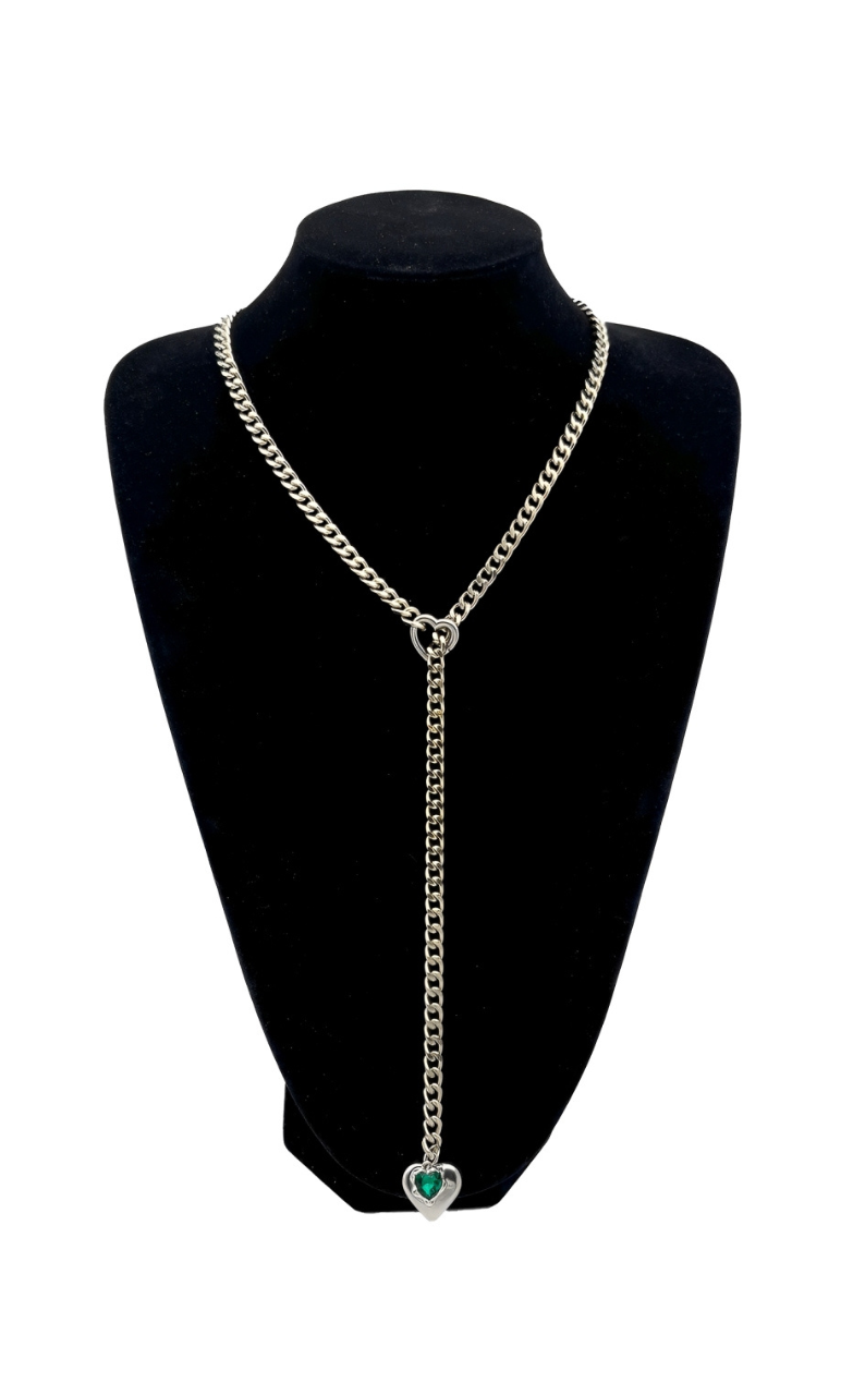 LoveChains™ - Heart Crystal Charm Slip Chain Choker