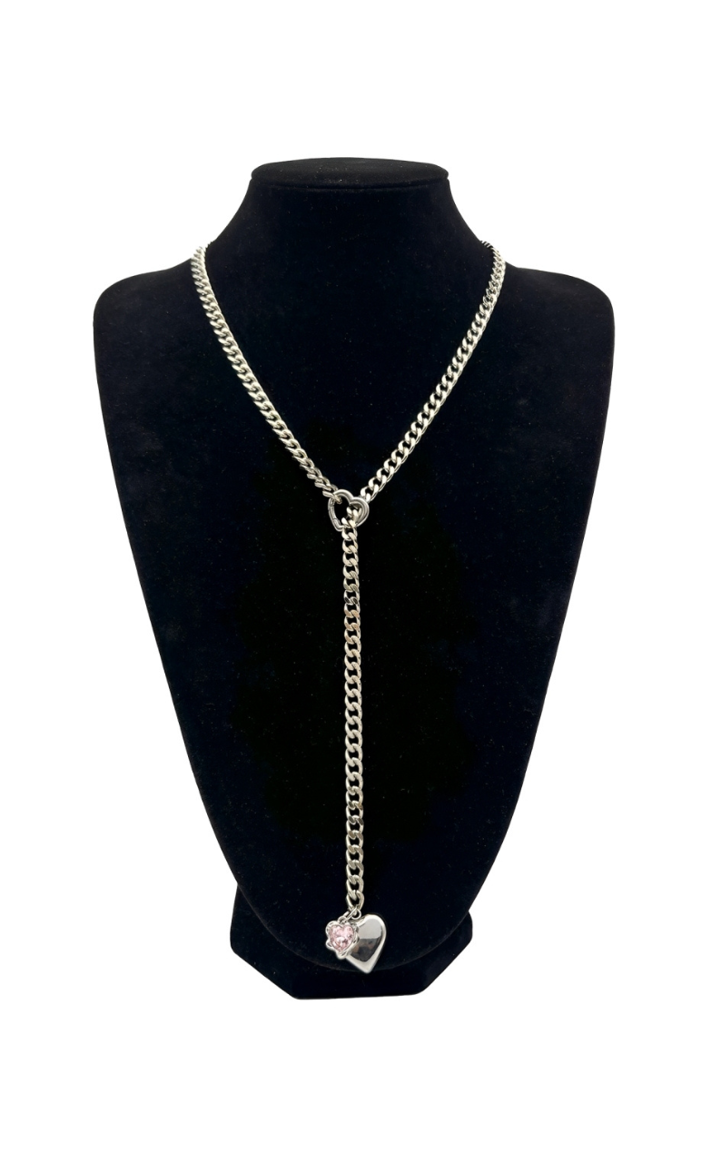 LoveChains™ - Heart Crystal Charm Slip Chain Choker