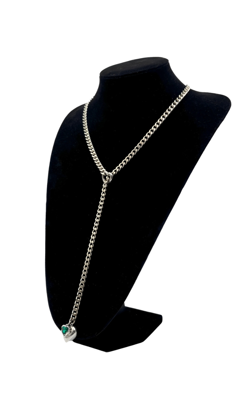 LoveChains™ - Heart Crystal Charm Slip Chain Choker