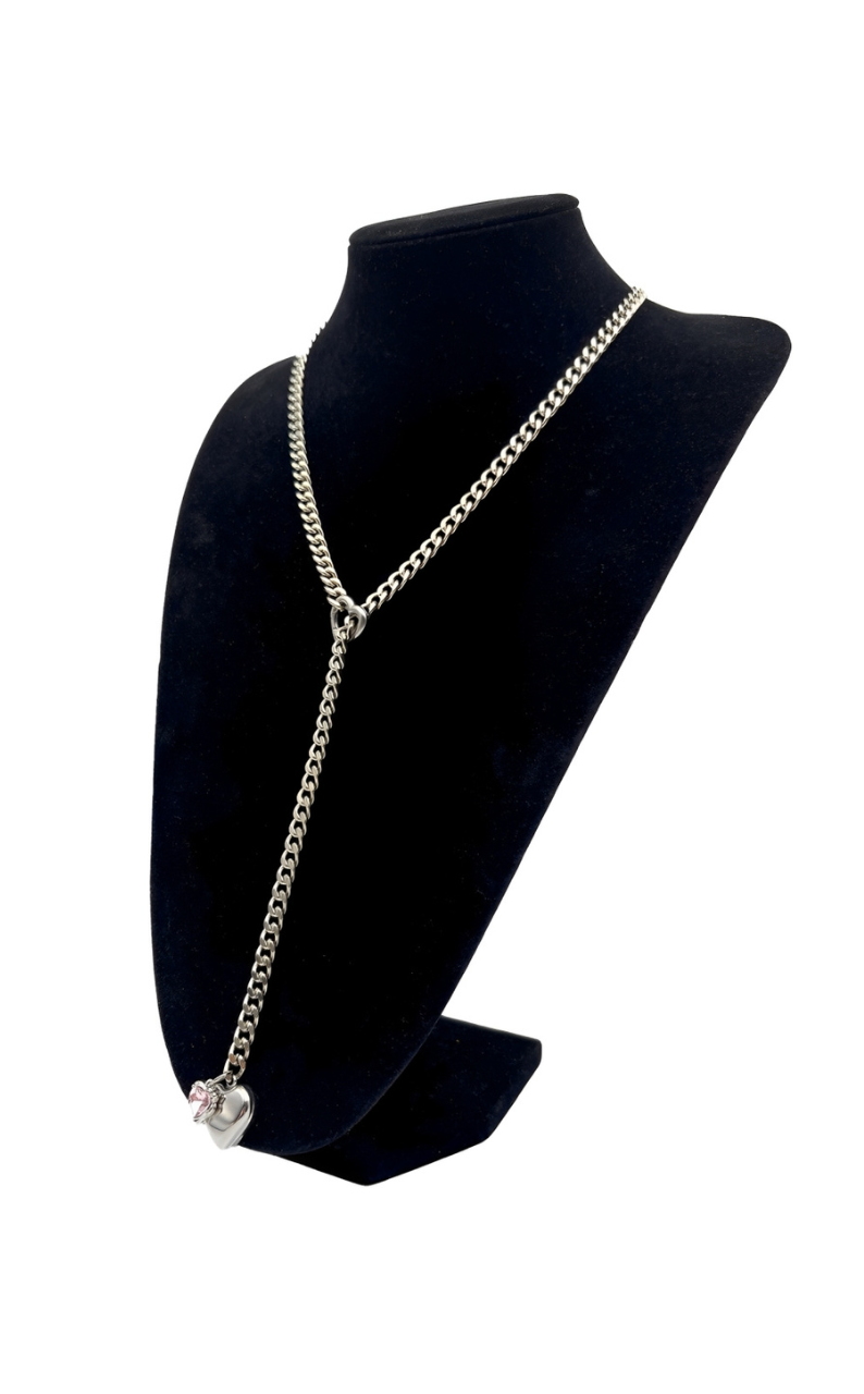 LoveChains™ - Heart Crystal Charm Slip Chain Choker