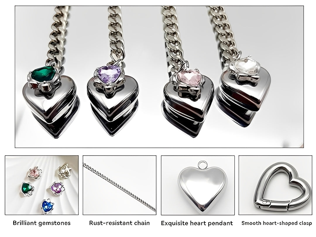 LoveChains™ - Heart Crystal Charm Slip Chain Choker