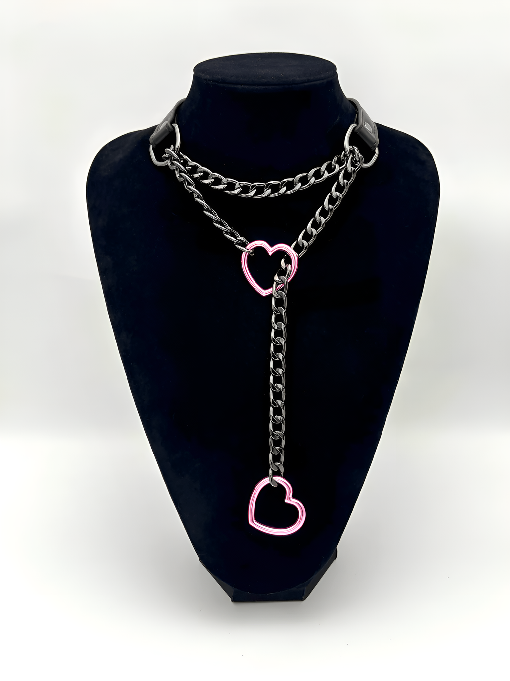 LoveChains™ - Heart Slip Chain Leather Choker Collar