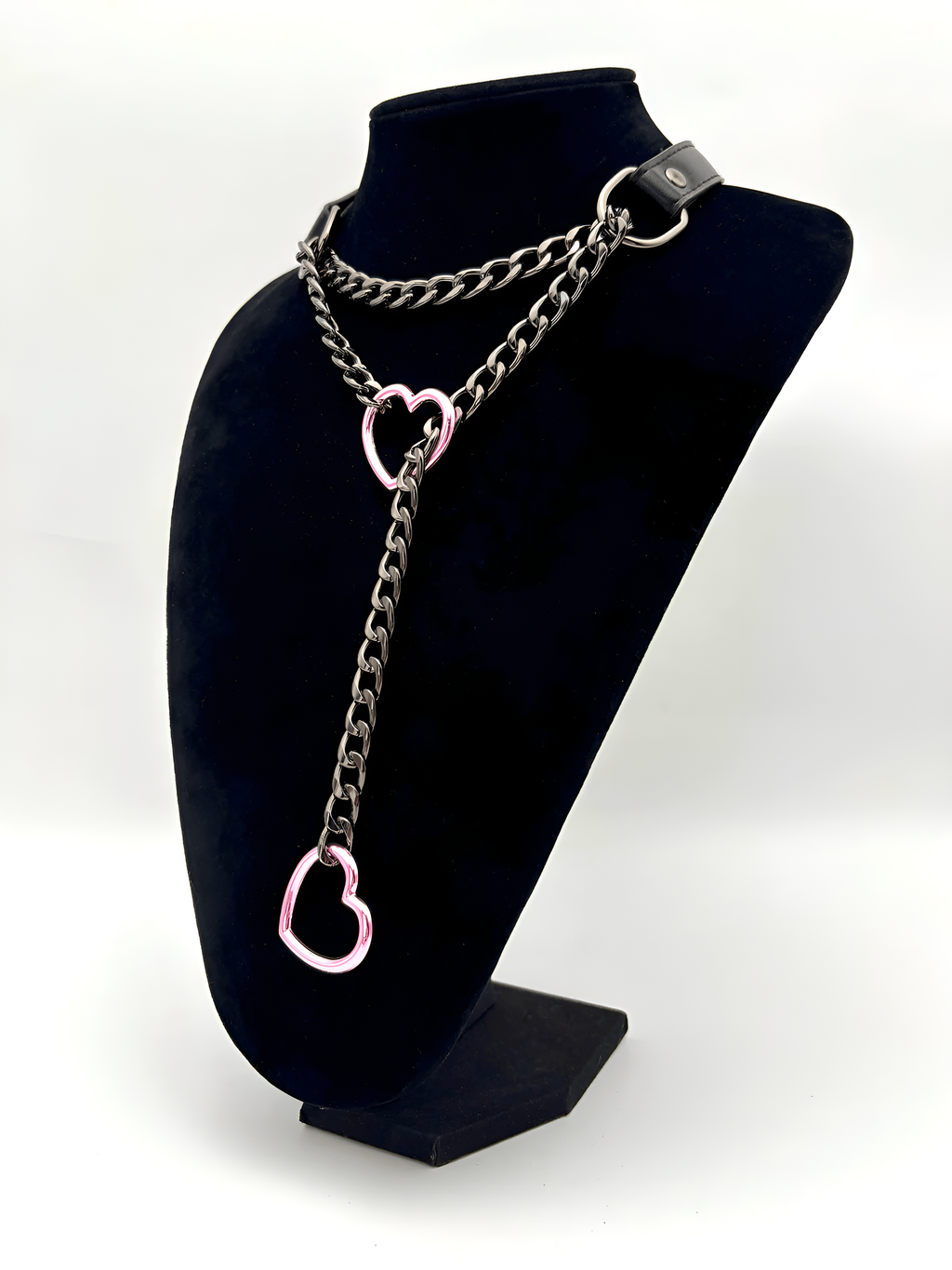 LoveChains™ - Heart Slip Chain Leather Choker Collar