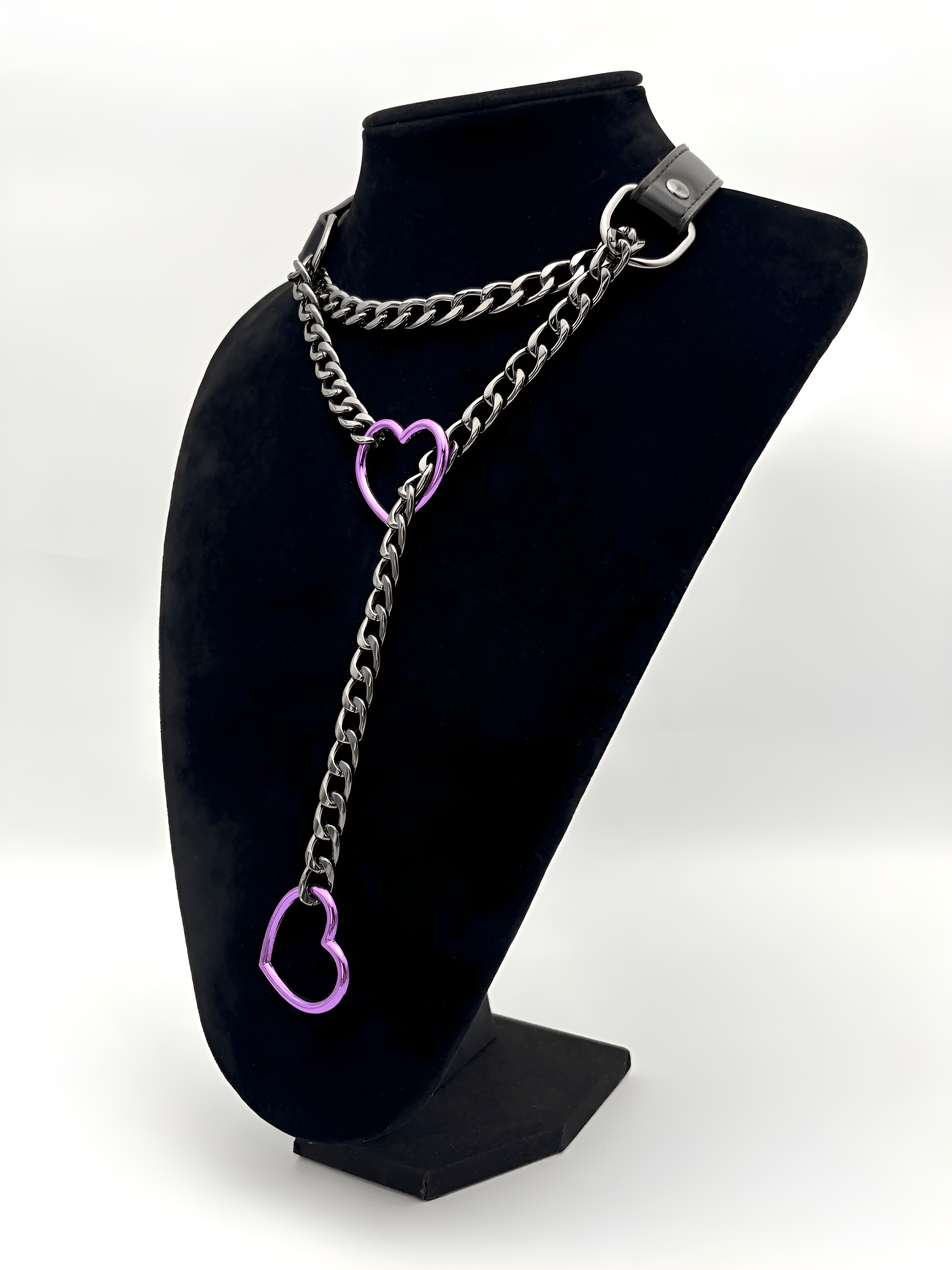 LoveChains™ - Heart Slip Chain Leather Choker Collar